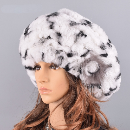 Berets Caps Women Rabbit Fur Hat Causal Warm Knitted Caps Outdoor Volume Hats