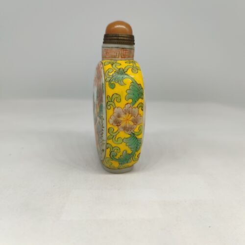 peking glass snuff bottle hand painted flowers qing rare signed bird snuffbox