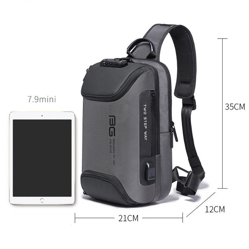 Men's Sling Backpack Oxford cloth Waterproof&Anti-theft Crossbody Bag USB Port