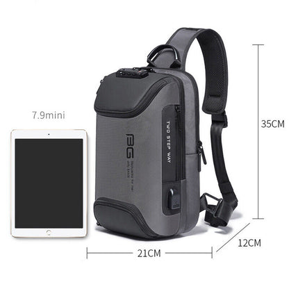 Men's Sling Backpack Oxford cloth Waterproof&Anti-theft Crossbody Bag USB Port