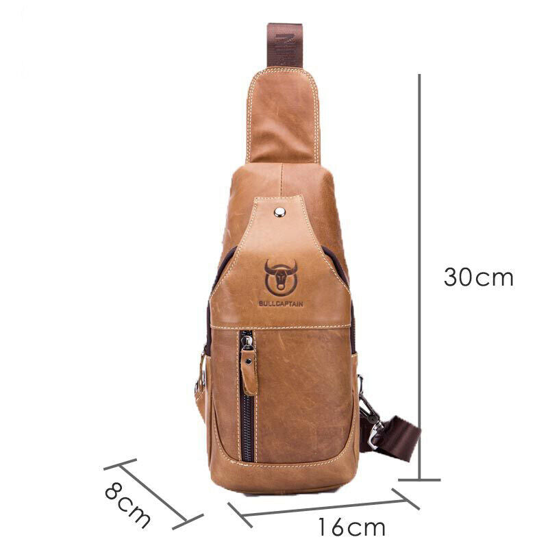 Men's Sling Backpack,100% Genuine Leather Chest bag Crossbody Bag Shoulder Bag