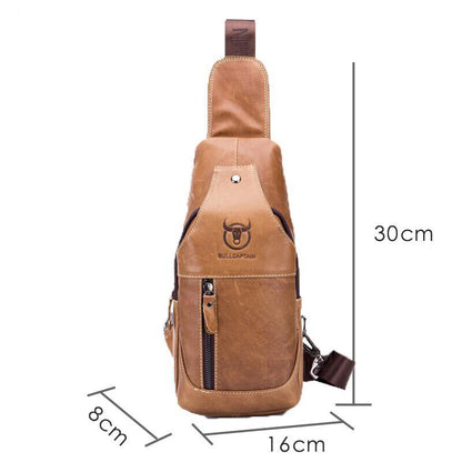 Men's Sling Backpack,100% Genuine Leather Chest bag Crossbody Bag Shoulder Bag