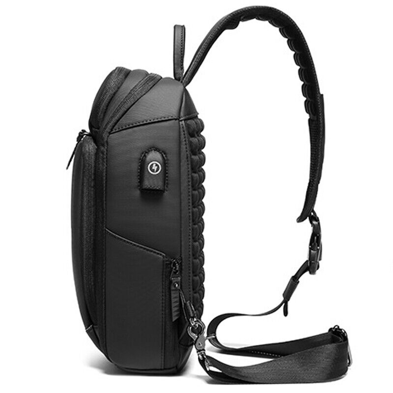 Men's Sling Backpack Oxford cloth Waterproof Crossbody Bag Outdoor Sport Bag USB