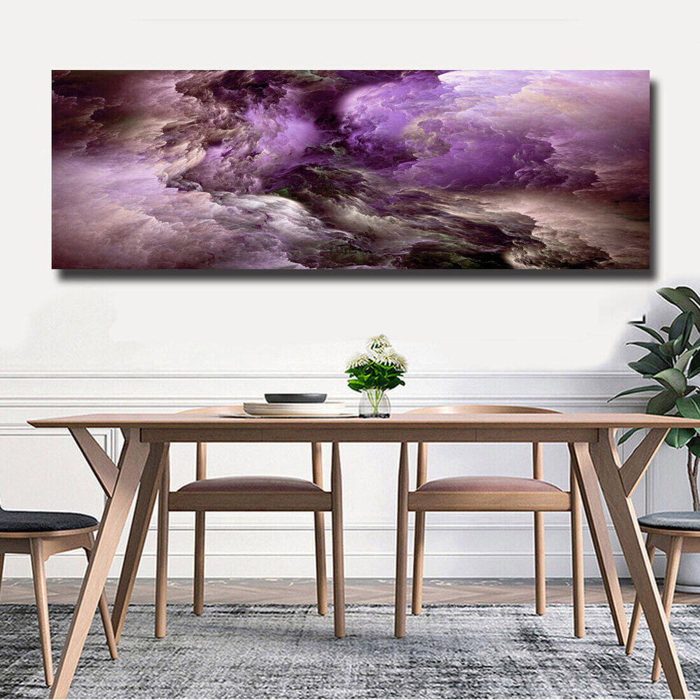 Purple Abstract Cloud Canvas Painting Wall Art Picture Poster For Room Decor