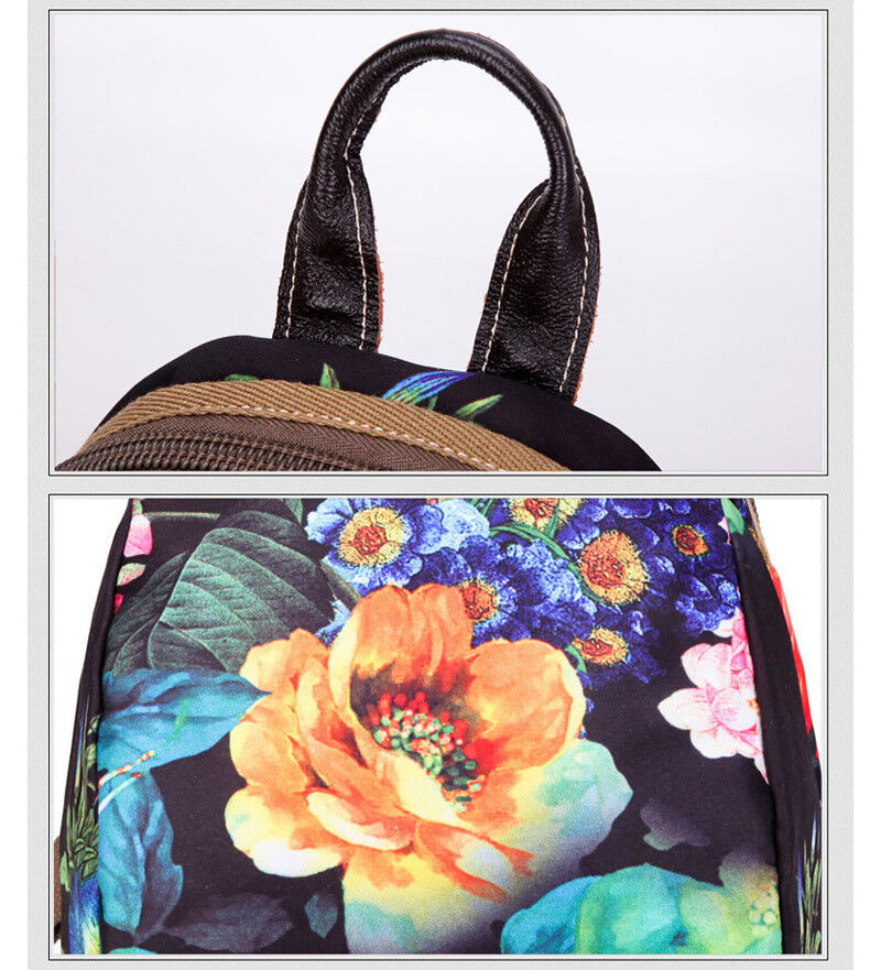 Convertible Floral Nylon Small Backpack Rucksack Sling Bag Chest Pack Purse