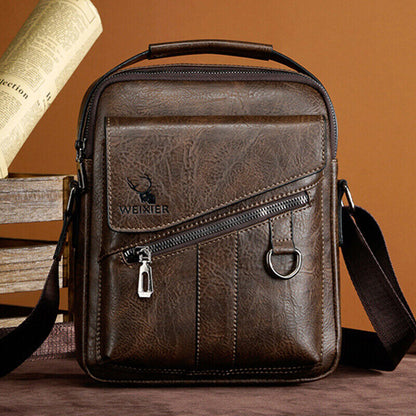 Men's Business pu Leather Shoulder/Messenger Bag 8" Handbag Outdoor Sport Bag