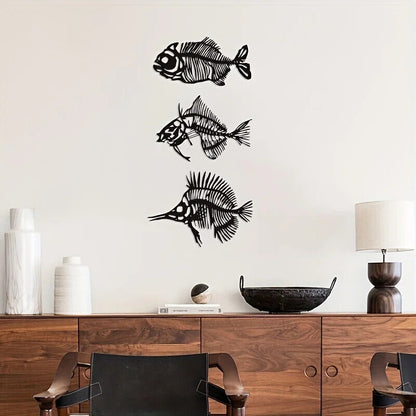 Metal Crafts Marine Fish Fishbone Ornaments Pendant Silhouette Iron Crafts