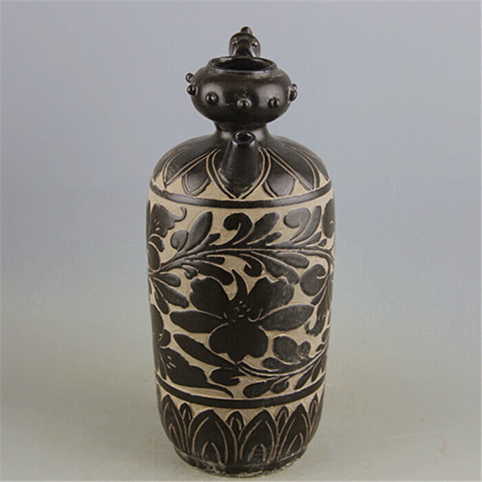 Chinese Song Cizhou Kiln Black Glazed Garlic Straight Pot