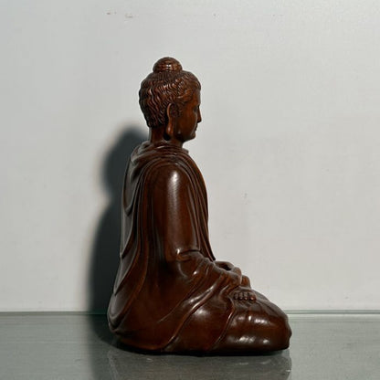 Vintage Chinese Wood Ornaments Boxwood Carving Tathagata Buddha Statue Sculpture