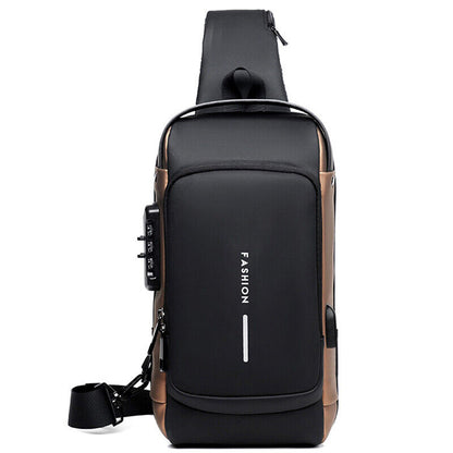 Men's Sling Backpack Oxford cloth Waterproof&Anti-theft Crossbody Bag USB Port