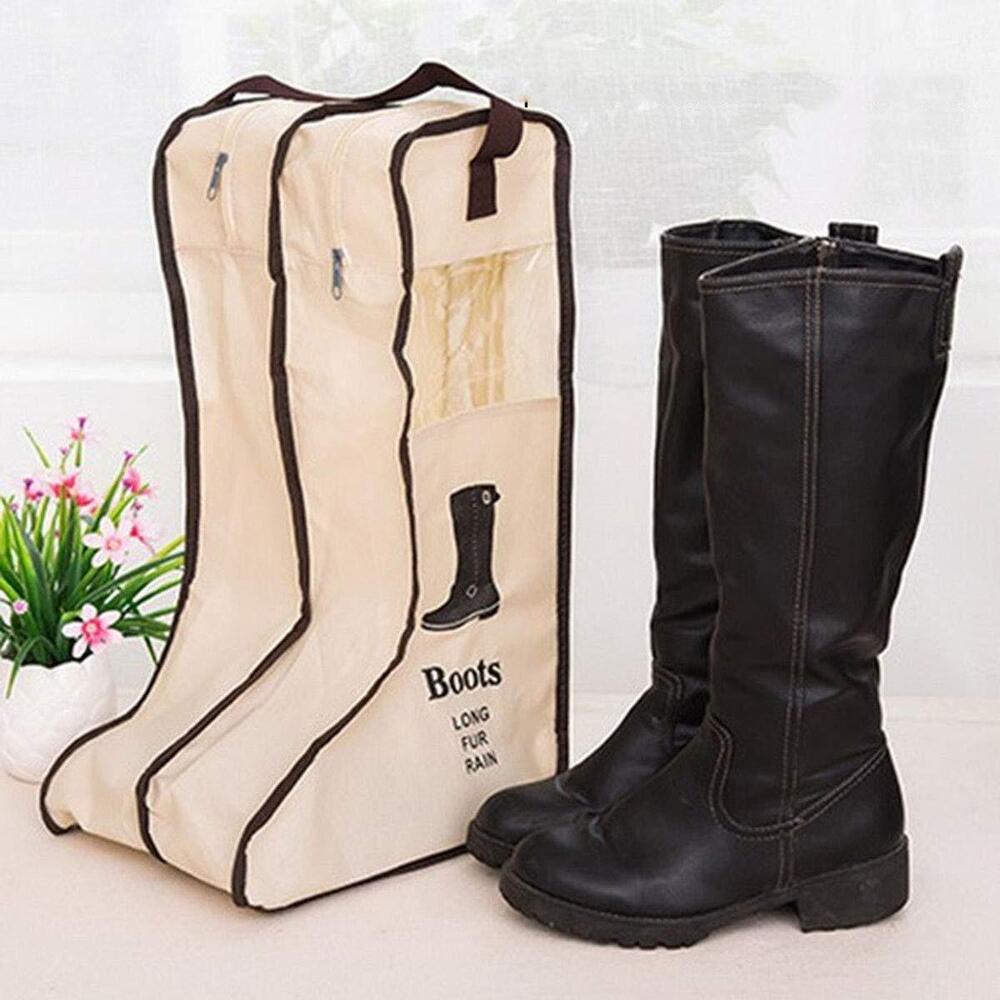 Portable Tall Boots Storage Bags|2 Packs Dust-proof Boot Carry Bag Beige
