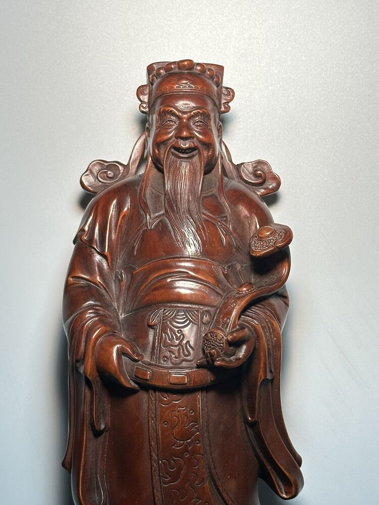 Vintage China Wooden Carved Three God Of Longevity Figure Statue Wood Sculpture