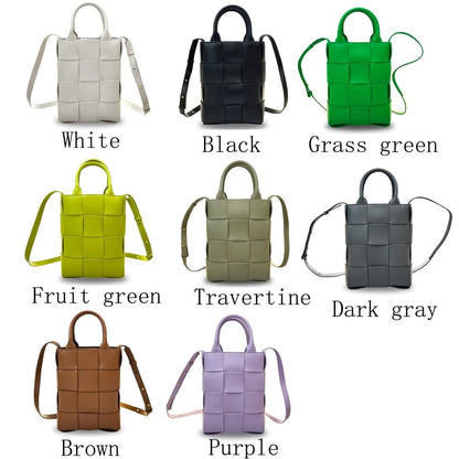 Soft Cow Leather Women's WeaveTote Handbag, Colorful Cute Crossbody Shoulder bag