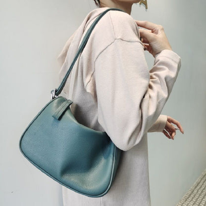 Underarm Bag One Shoulder Head Layer Soft Cowhide Bags Purse Polyester Zipper
