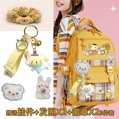 My Melody Kuromi Student Backpack Cinnamoroll Pom Pom Purin Pochacco Schoolbag#h