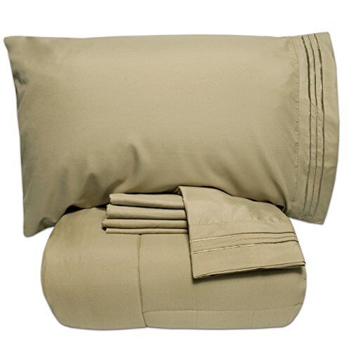 Sweet Home Collection Luxury 5 Piece Bed-in-A-Bag Solid Color King, Sage