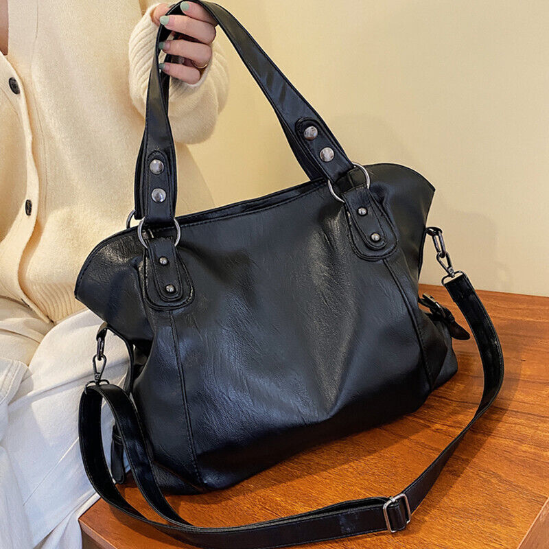Black Shoulder Bags Women Shopper Bag Leather Crossbody Handbag Lady Tote Bag