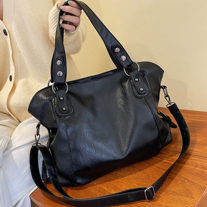 Black Shoulder Bags Women Shopper Bag Leather Crossbody Handbag Lady Tote Bag