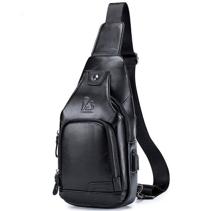 Men's Sling Backpack,100% Genuine Leather Chest bag Crossbody Bag Shoulder Bag