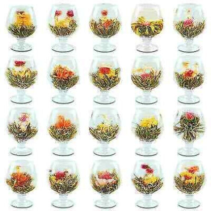 Ai Xin Feng Xian Blooming tea Silver Needle Jasmine Tropaeolum Marigold 20pcs