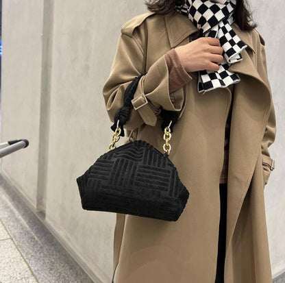 pattern women plush triangle clip handbag all-match bag shoulder bag