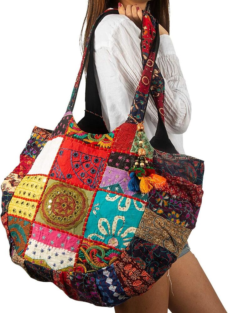 Women Large Floral Colorful Handmade Shoulder Bag Tote Casual Boho Laptop Gift