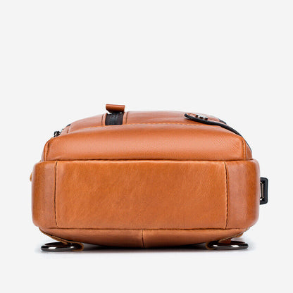 Men's Sling Backpack,100% Genuine Leather Chest bag Crossbody Bag Shoulder Bag