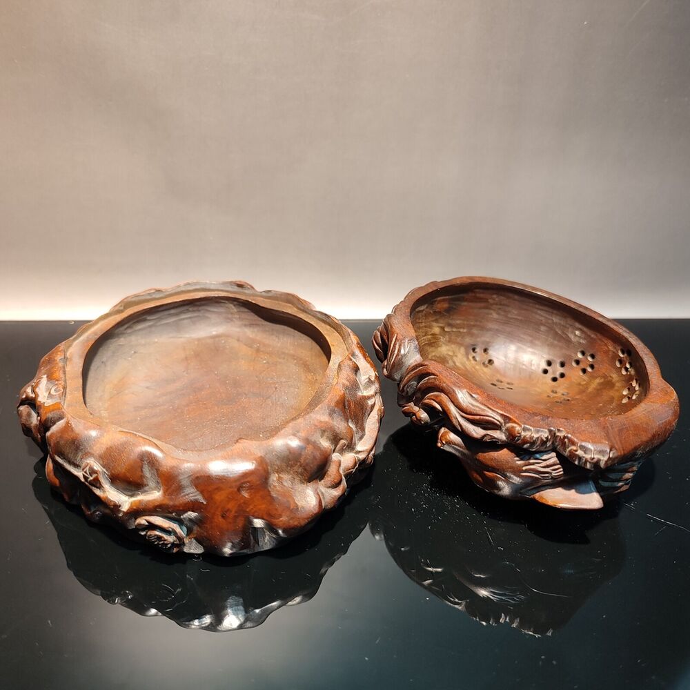Wood Buddha Incense Holder Censer Burner Box Fox Lowrie Statue Boxwood Carving