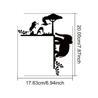 Metal Creative Animal Silhouette Decorative Wall Stickers Door Corner Decoration