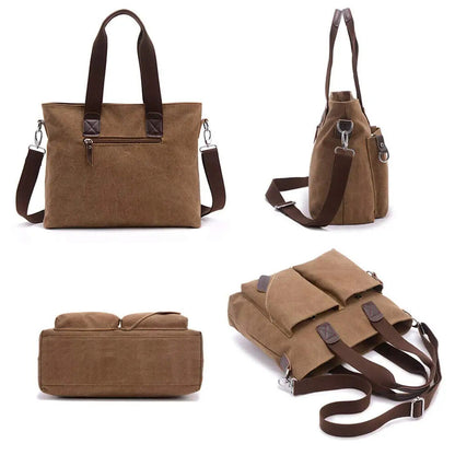 Canvas Men Handbag 14 inch Laptop Shoulder Bag Business Retro Messenger Bags