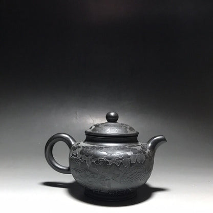 vintage chinese yixing purple clay teapot zisha ceremony carving Collectible art