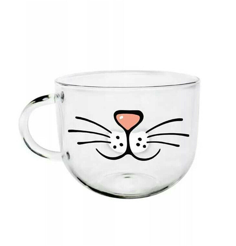 Lovely Glass Cup Cat Face Mugs Coffee Tea Milk Breakfast Mug Creative Drinkware