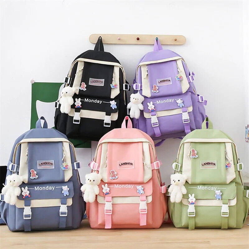 5 Pcs Sets Kids School Backpack Women's Bag Girls Students Bag Rucksack