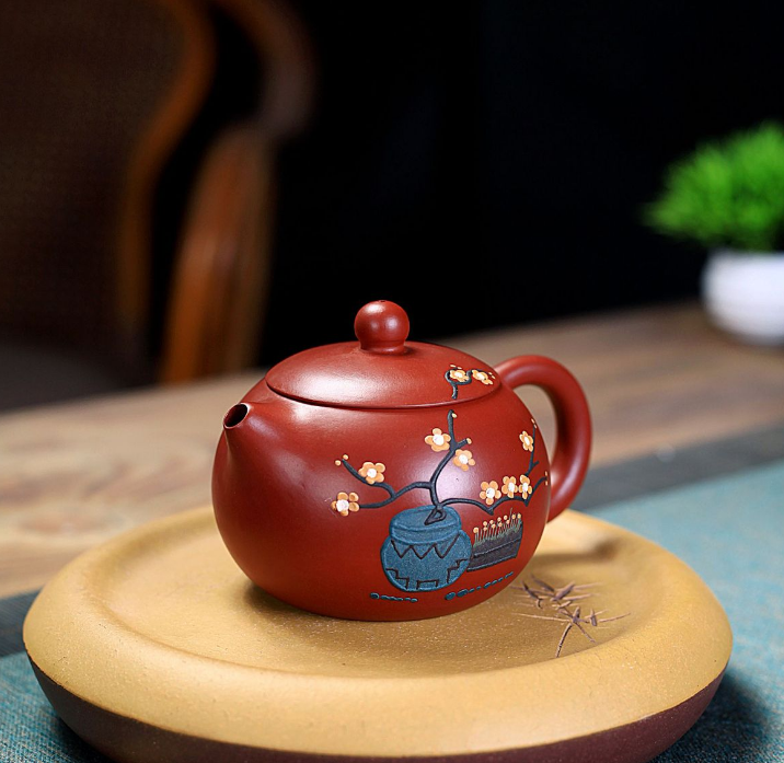 Yixing purple clay teapot famous pure hand-painted Dahongpao teapot