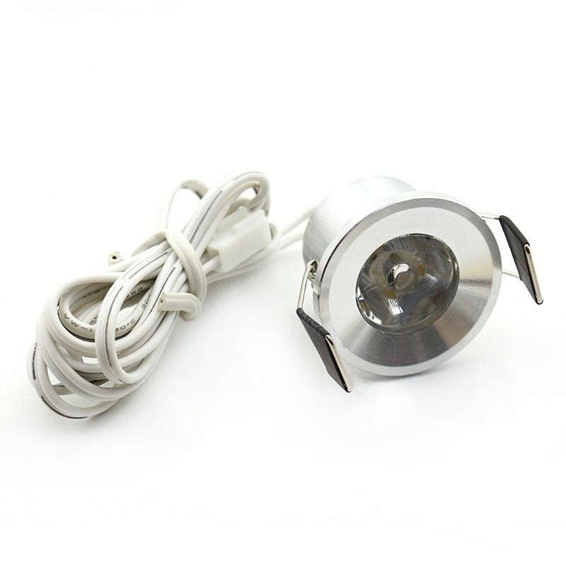 LED Mini Cabinet Downlights 12V Silvery White Black 1.5W 27mm Cut Hole Recessed