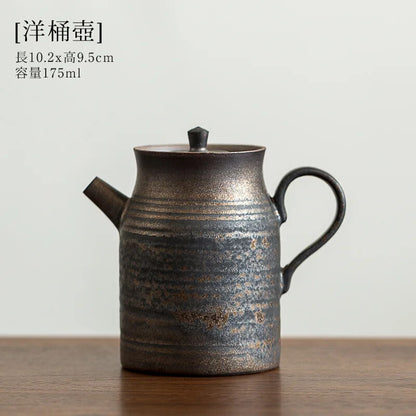 Gilt Glaze Teapot Side Handle Tea Rust Stoneware Kung Fu Set Ceramic Single Pot