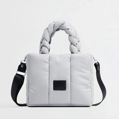 Quilted Tote Bags Women Down Handbags Woven Handle Shoulder Bag Winter Bag