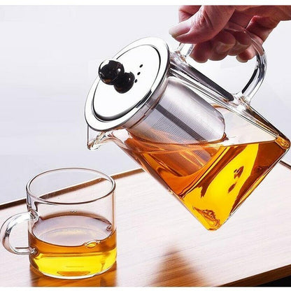 Glass Teapot Tea Set Drinkware Ice Water Tea Coffee Infuser Strainer With Lid