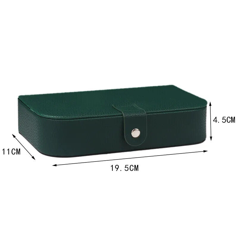 Jewelry Box Travel Organizer PU Necklace Ring Earring Storage Case 19.5x11x4.5cm