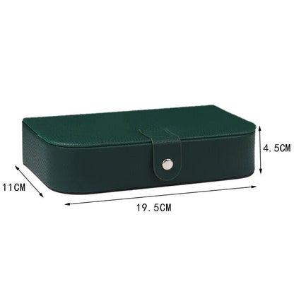 Jewelry Box Travel Organizer PU Necklace Ring Earring Storage Case 19.5x11x4.5cm