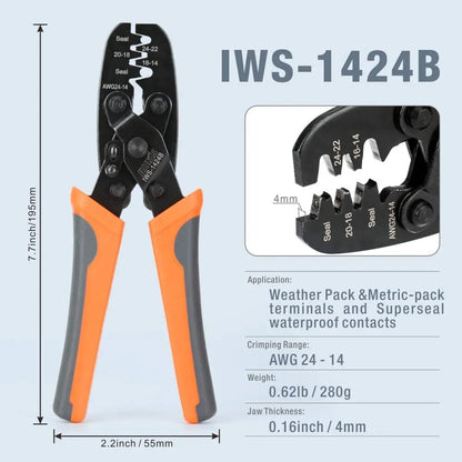 IWISS IWS-1424A/1424B Non Insulated Open Barrel Terminal Crimp Tool Weather Pack