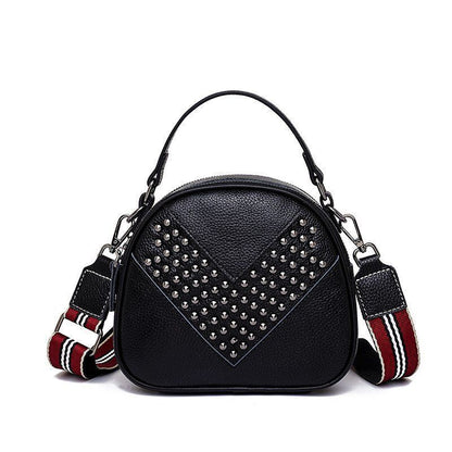 Rivet Handbag Genuine Leather Shell Vintage Shoulder Messenger Purse 20*18*9 CM
