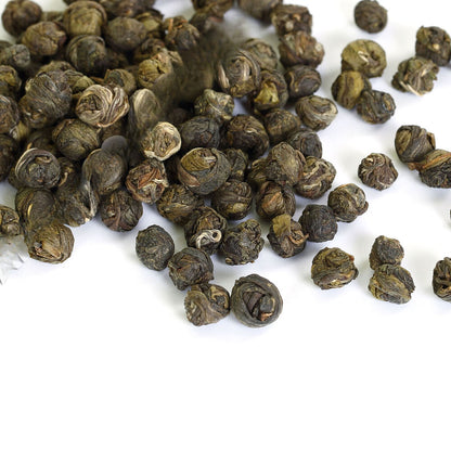 Dragon Pearl Loose Leaf Organic Green Tea Hand Rolled HELLOYOUNG Premium Jasmine