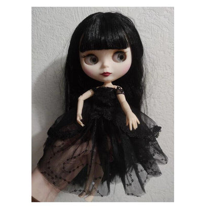 Nude Blythe Doll from Factory 12" Jointed Body Matte Face White Skin Black Hair