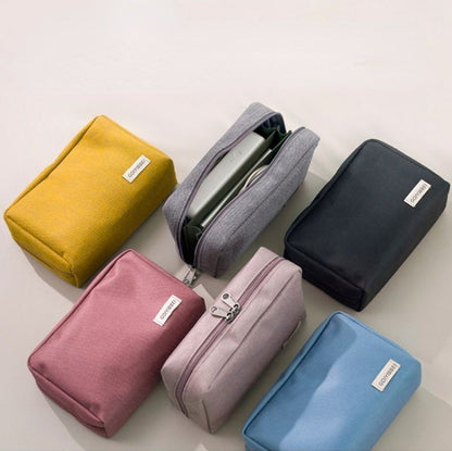 Waterproof Thick Nylon Cloth Storage Cosmetic Bag Charger USB Cable Case Travel