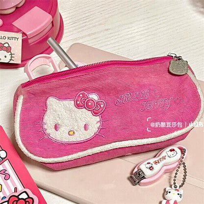 Hello Kitty Pencil Bag Embroidery Heart Stationery Storage Bag Cosmetic Bag Gift