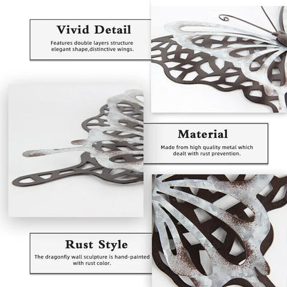 Butterfly Wall Decor Metal 3D Art Indoor Outdoor Garden Sculpture Patio Ornament
