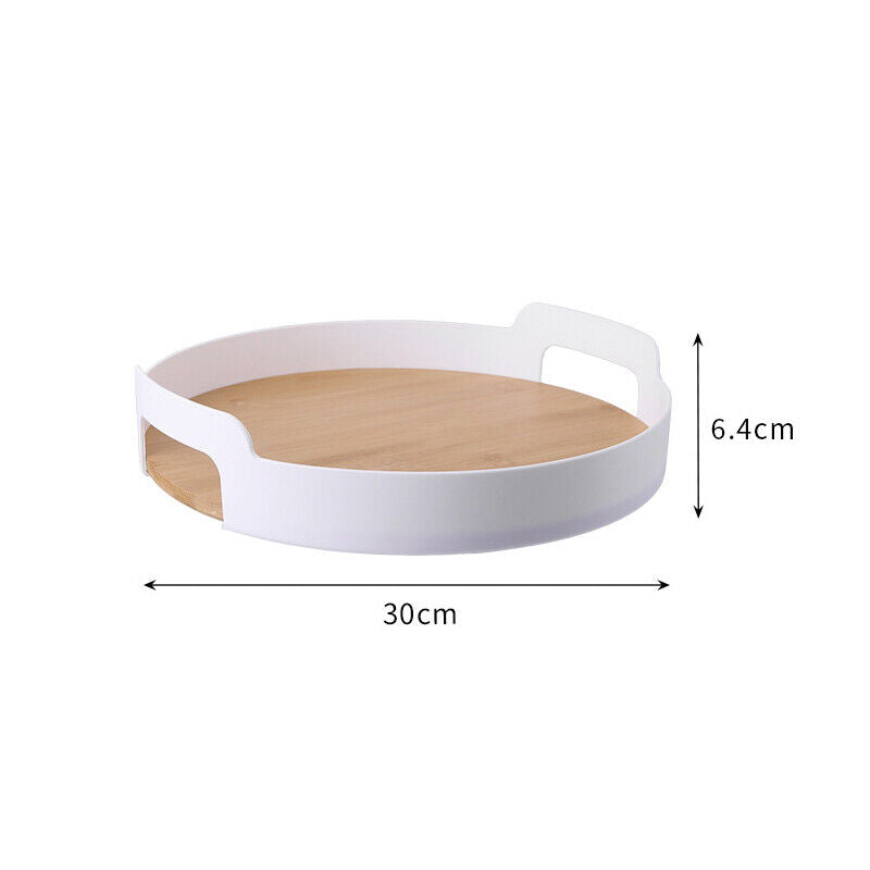 Nordic Style Bamboo Tea Tray Wooden Snack Plate Dessert Round Tray Fruit Storage