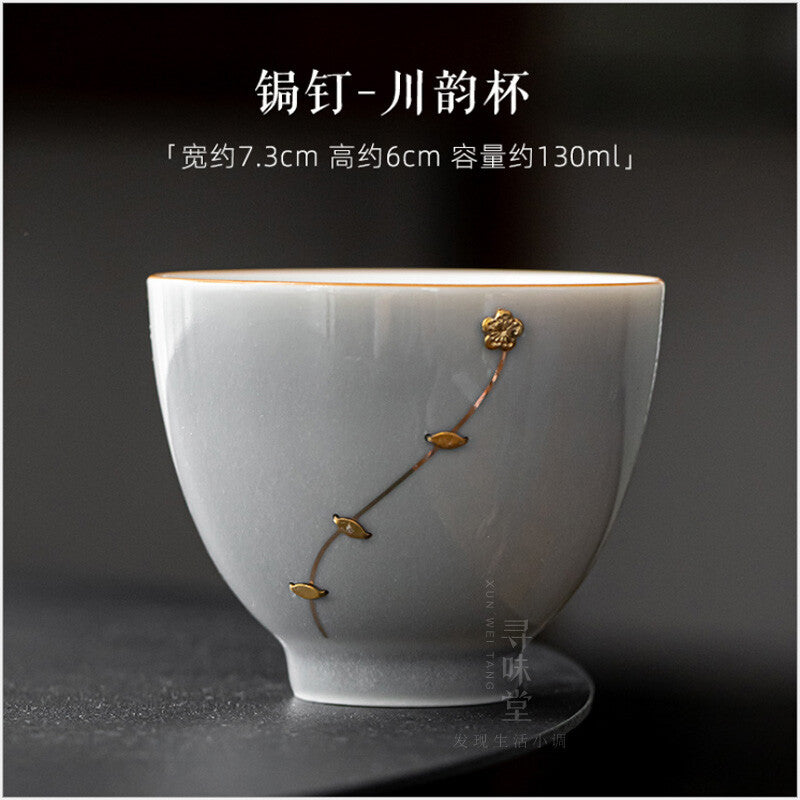 glazed curium nail gold tea cup household ceramic Kung Fu set tea tasting cup