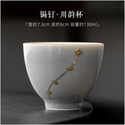 glazed curium nail gold tea cup household ceramic Kung Fu set tea tasting cup